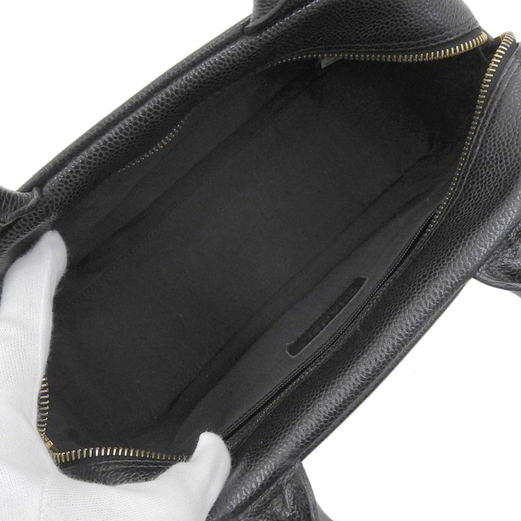 Chanel Black Caviar Leather Boston Bag Handbag (Pre-Owned)
