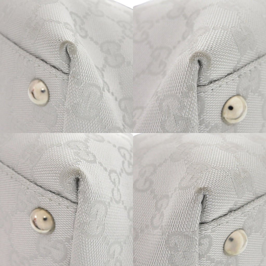 Gucci Gg Canvas Silver Gg Canvas Leather Handbag (Pre-Owned)