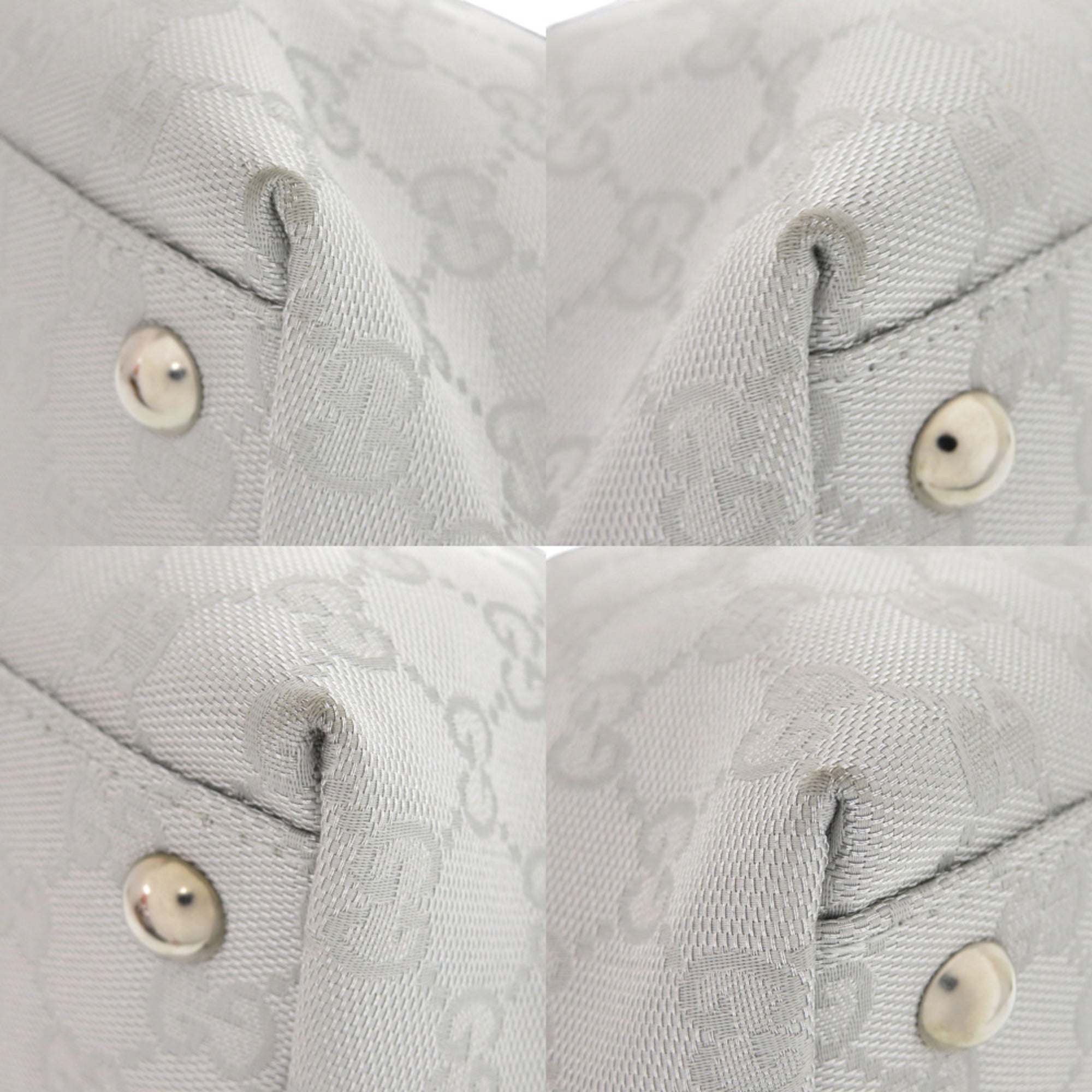 Gucci Gg Canvas Silver Gg Canvas Leather Handbag (Pre-Owned)