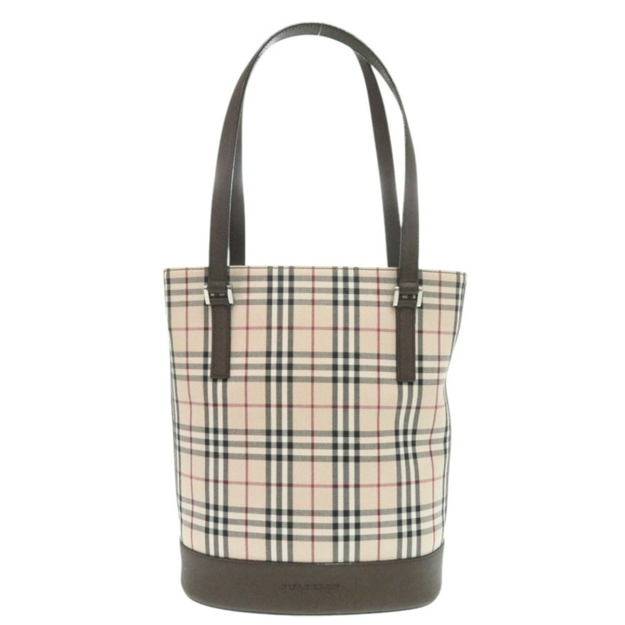 Burberry Beige Brown Cotton Handbag Tote Bag (Pre-Owned)