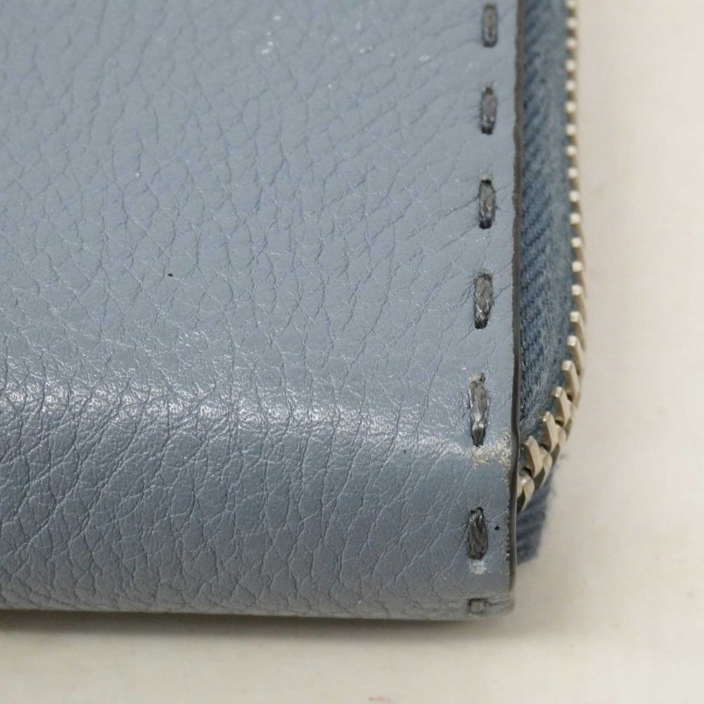 Fendi Blue Leather Long Wallet (Bi-Fold) (Pre-Owned)