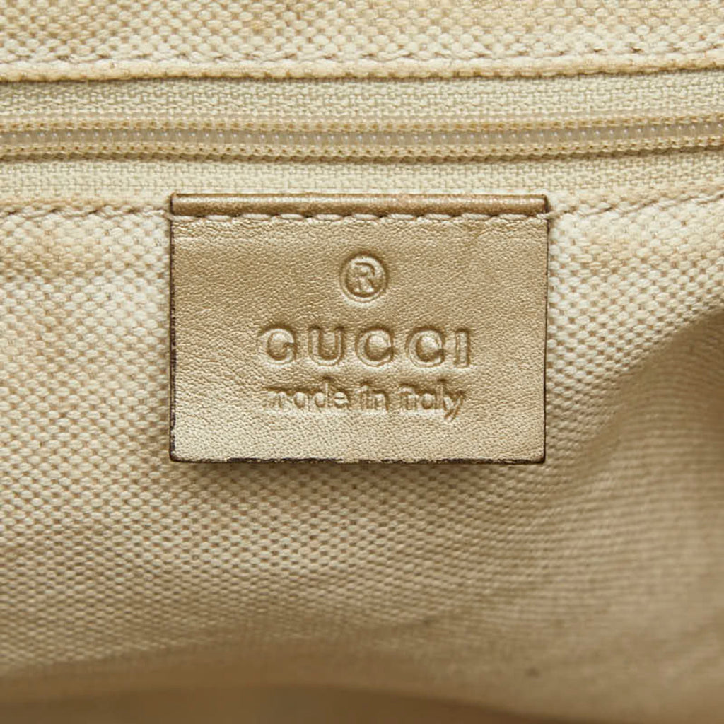 Gucci Beige Brown Canvas Leather Shoulder Bag Tote Bag (Pre-Owned)