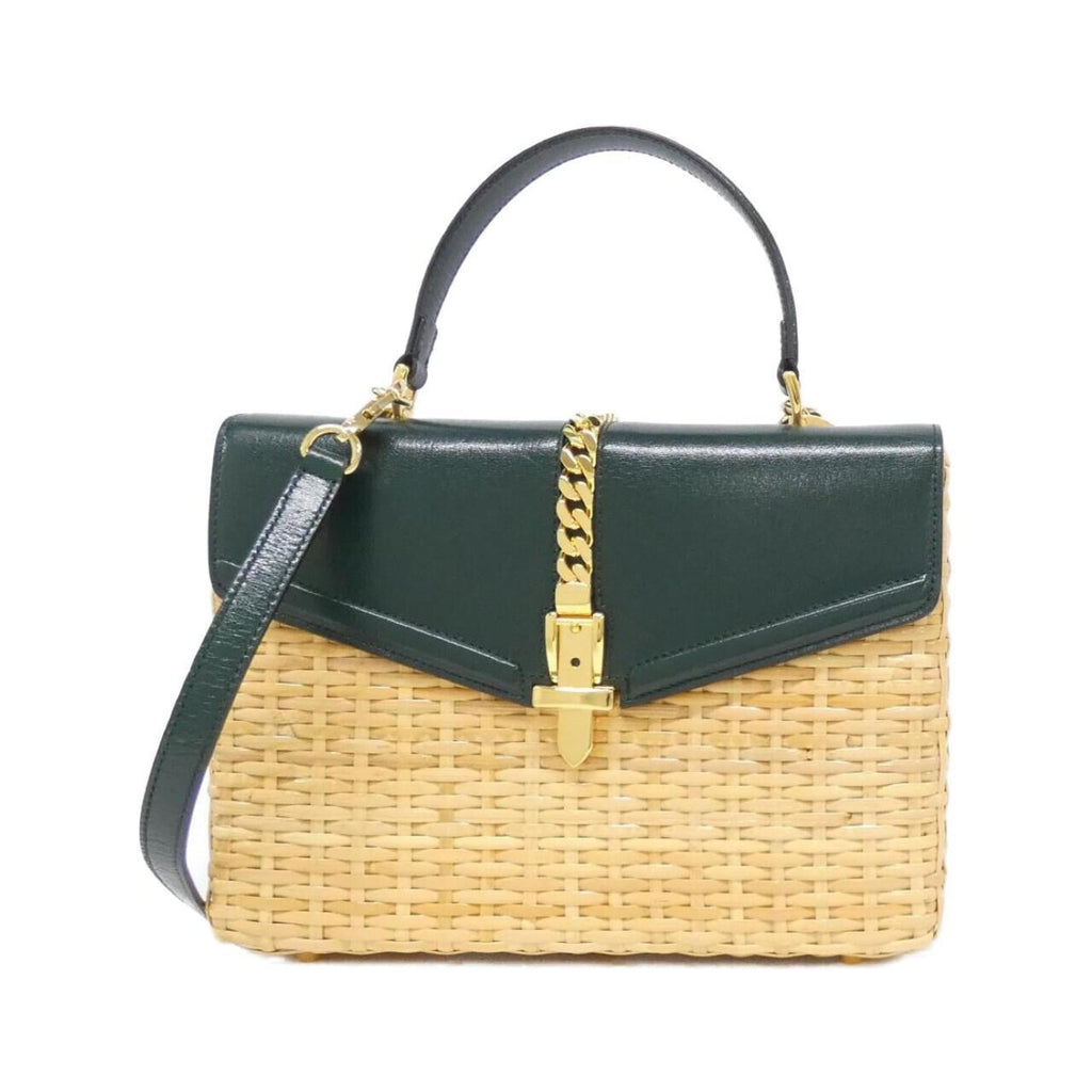 Gucci Beige Green Leather Handbag (Pre-Owned)