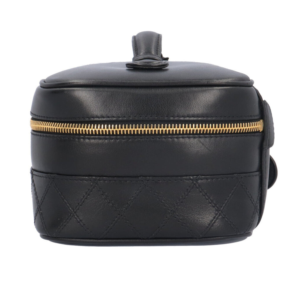 Chanel Black Leather Handbag Vanity Bag (Pre-Owned)