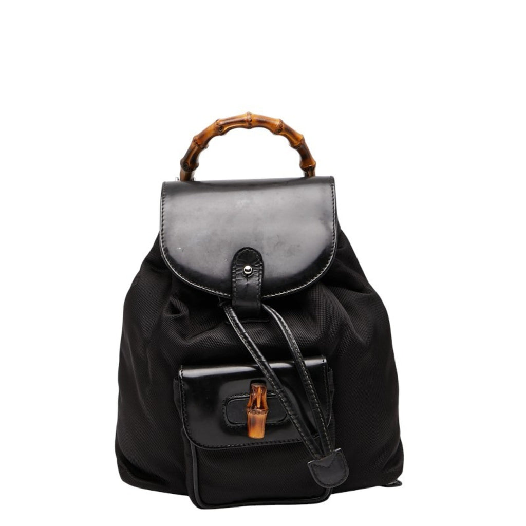 Gucci Black Nylon Leather Backpack (Pre-Owned)