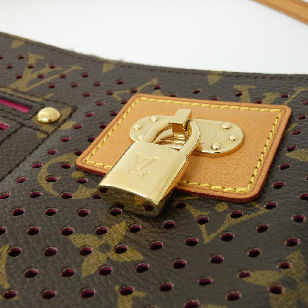 Louis Vuitton Monogram Perfo Fuchsia Marron Coated Canvas Pochette Pouch (Pre-Owned)