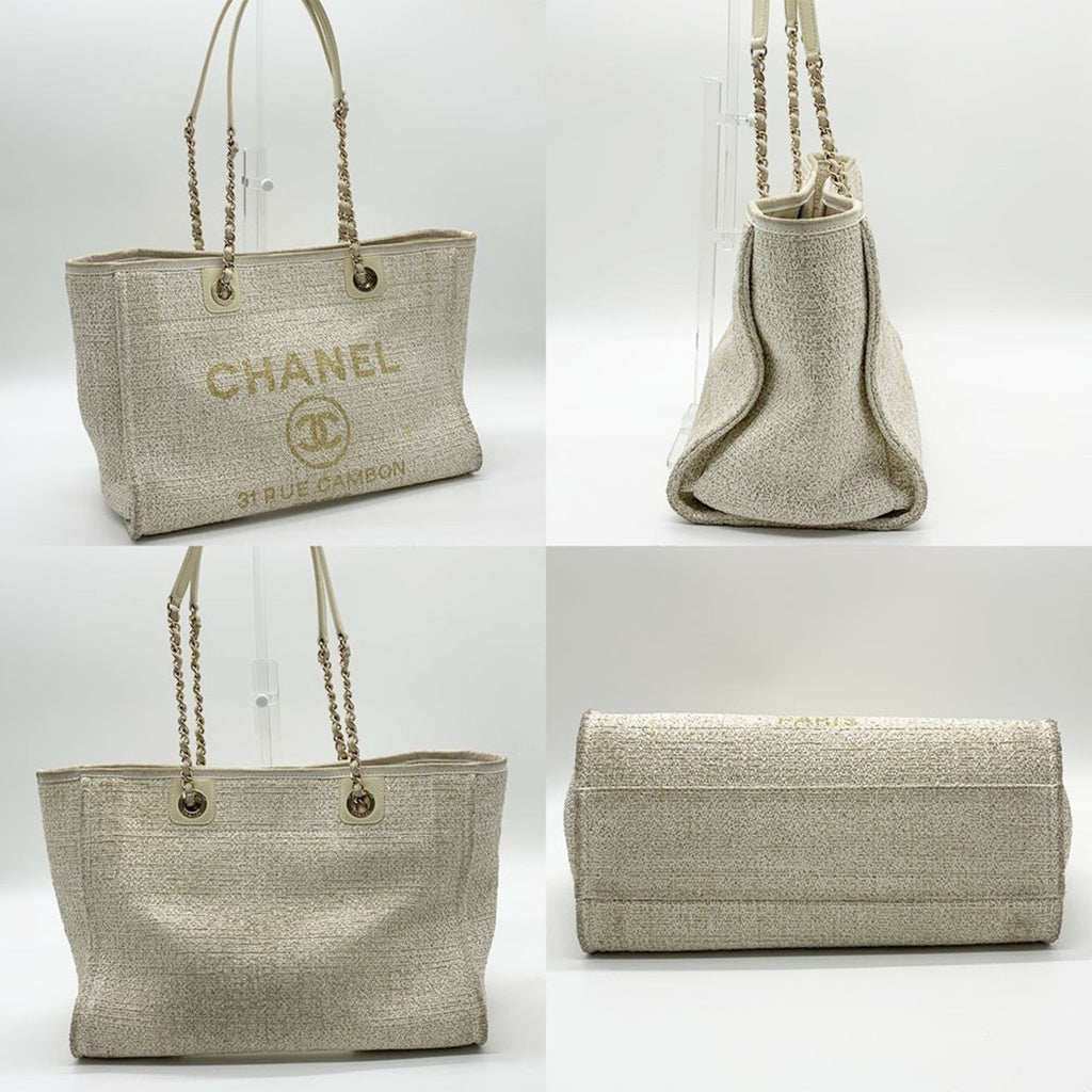 Chanel Beige Tweed Tote Bag (Pre-Owned)