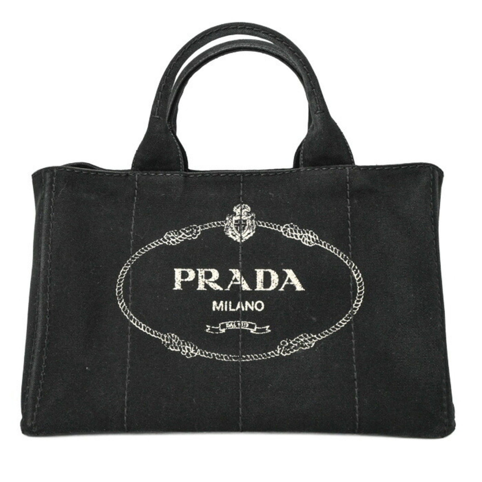 Prada Black Denim Handbag Shoulder Bag Tote Bag (Pre-Owned)