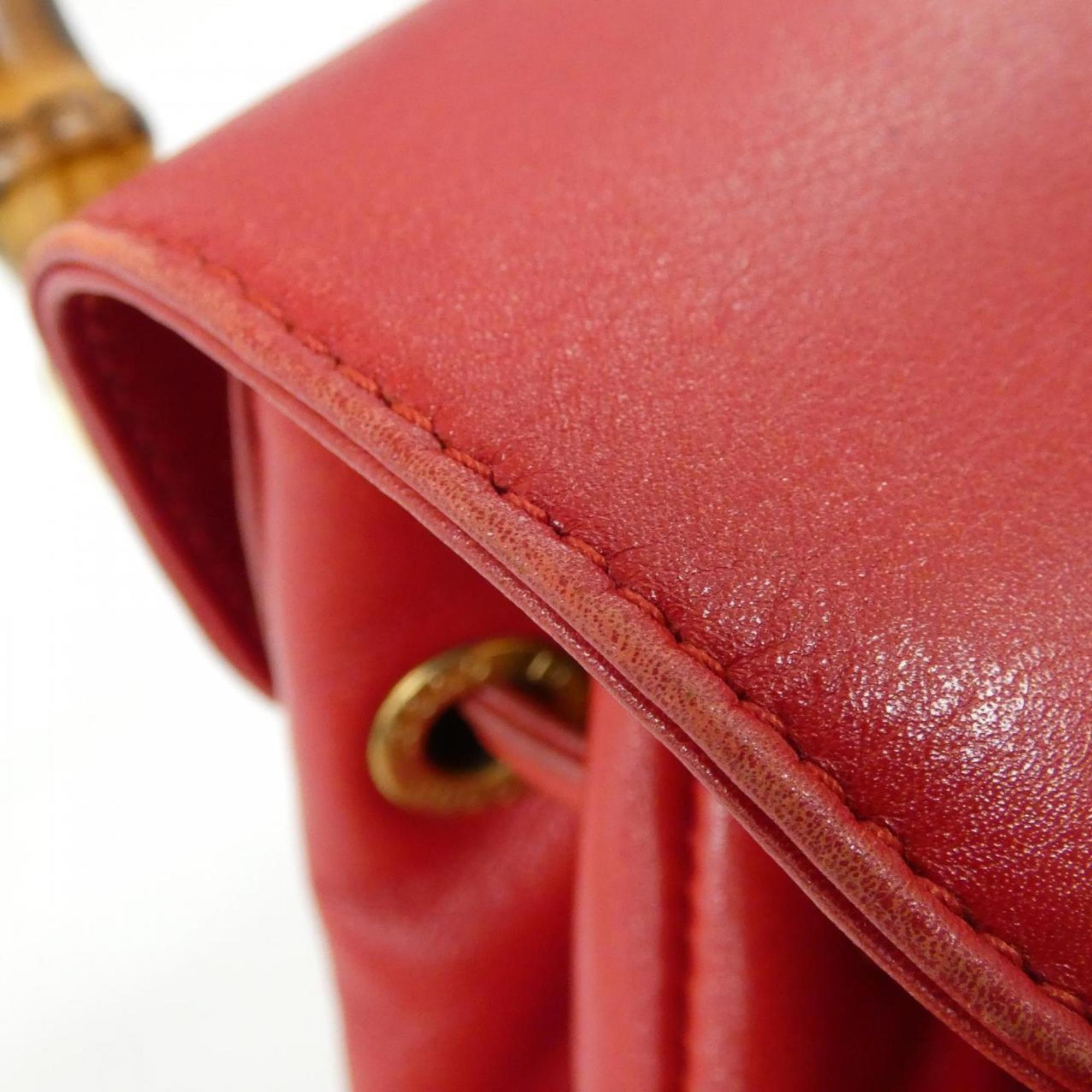 Gucci Red Color Leather Backpack (Pre-Owned)