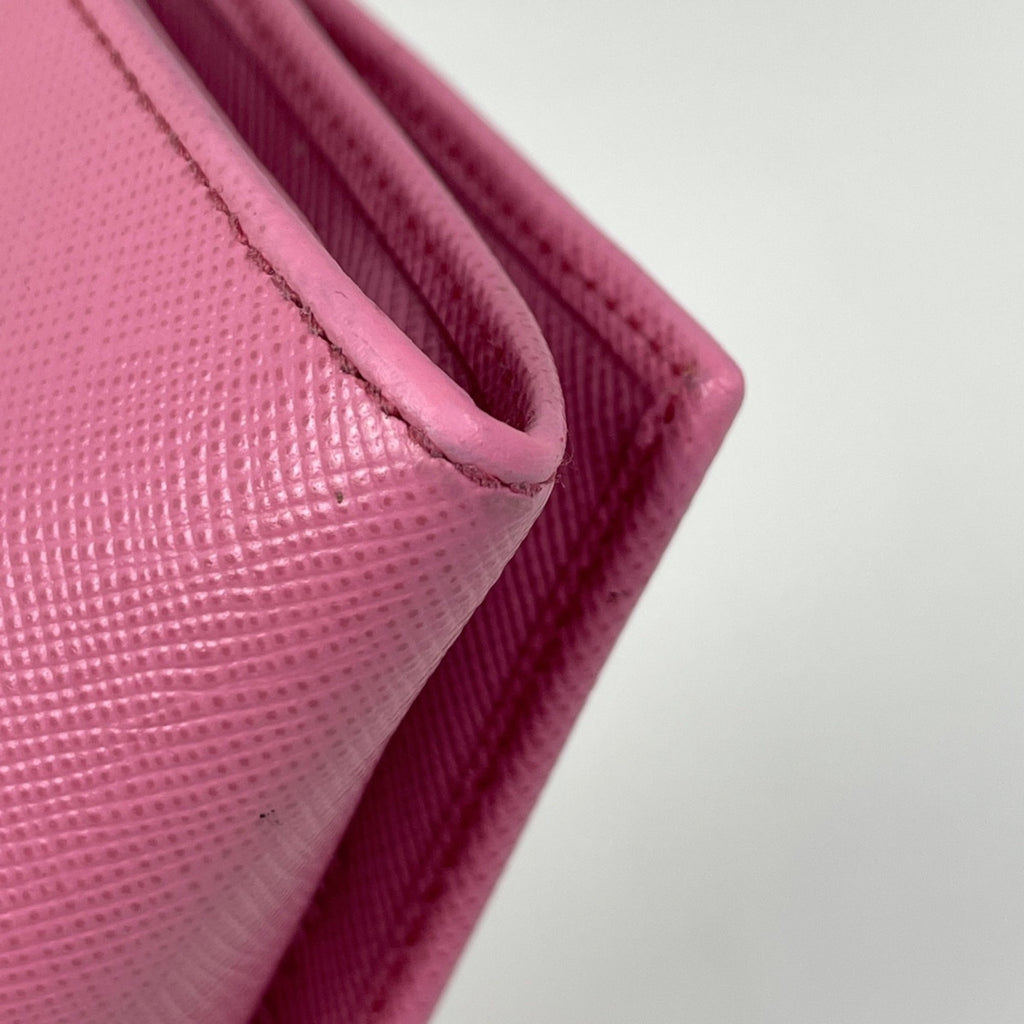 Prada Pink Leather Long Wallet (Bi-Fold) (Pre-Owned)