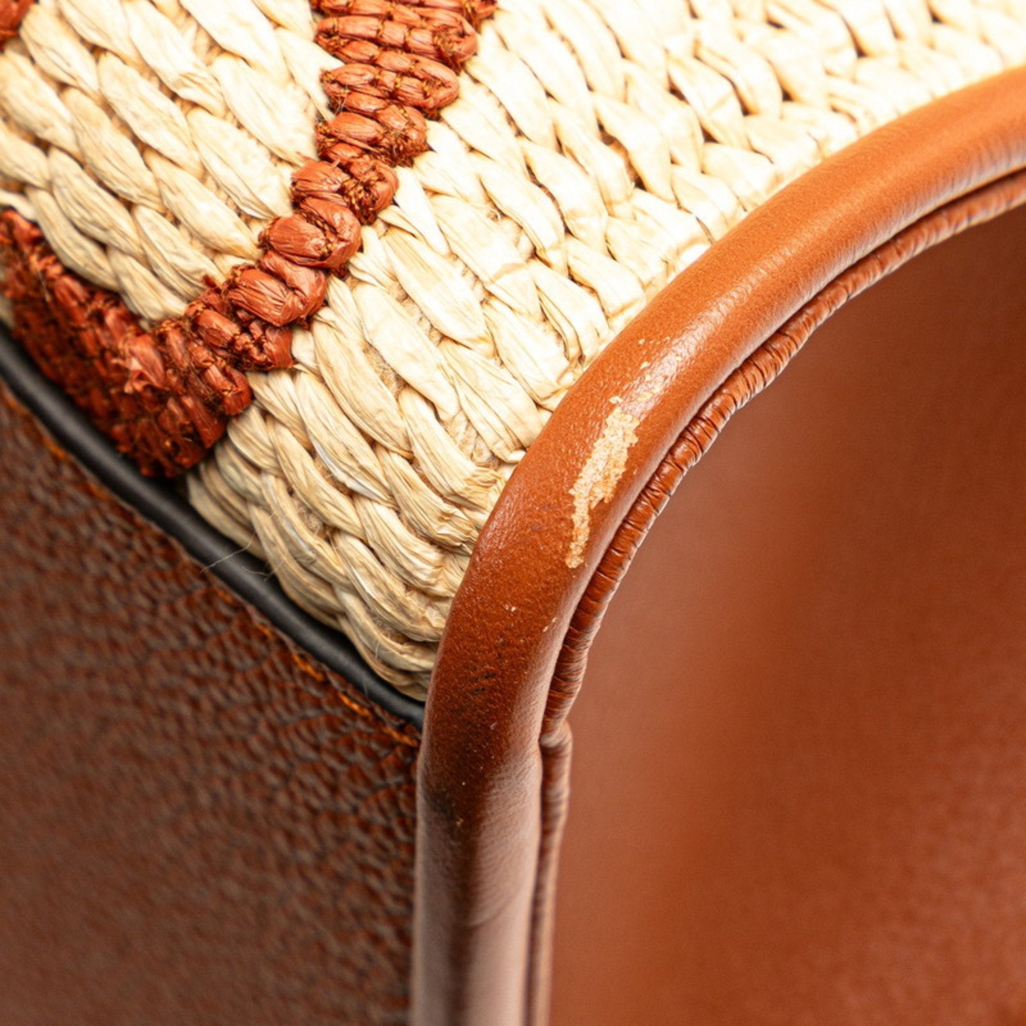 Louis Vuitton Beige Brown Raffia Leather Handbag Shoulder Bag (Pre-Owned)