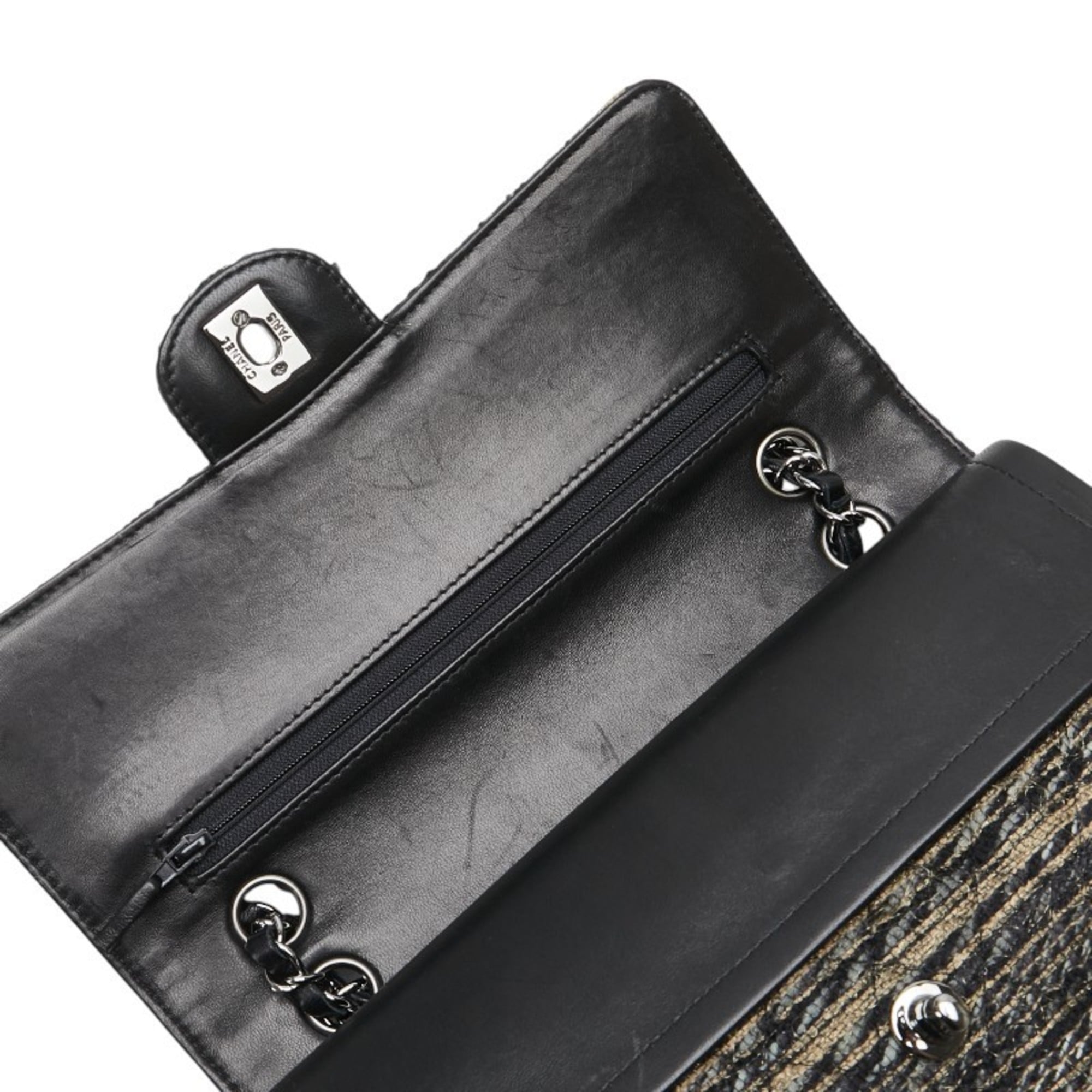 Chanel Matelasse Black Multi-Color Tweed Handbag Shoulder Bag (Pre-Owned)