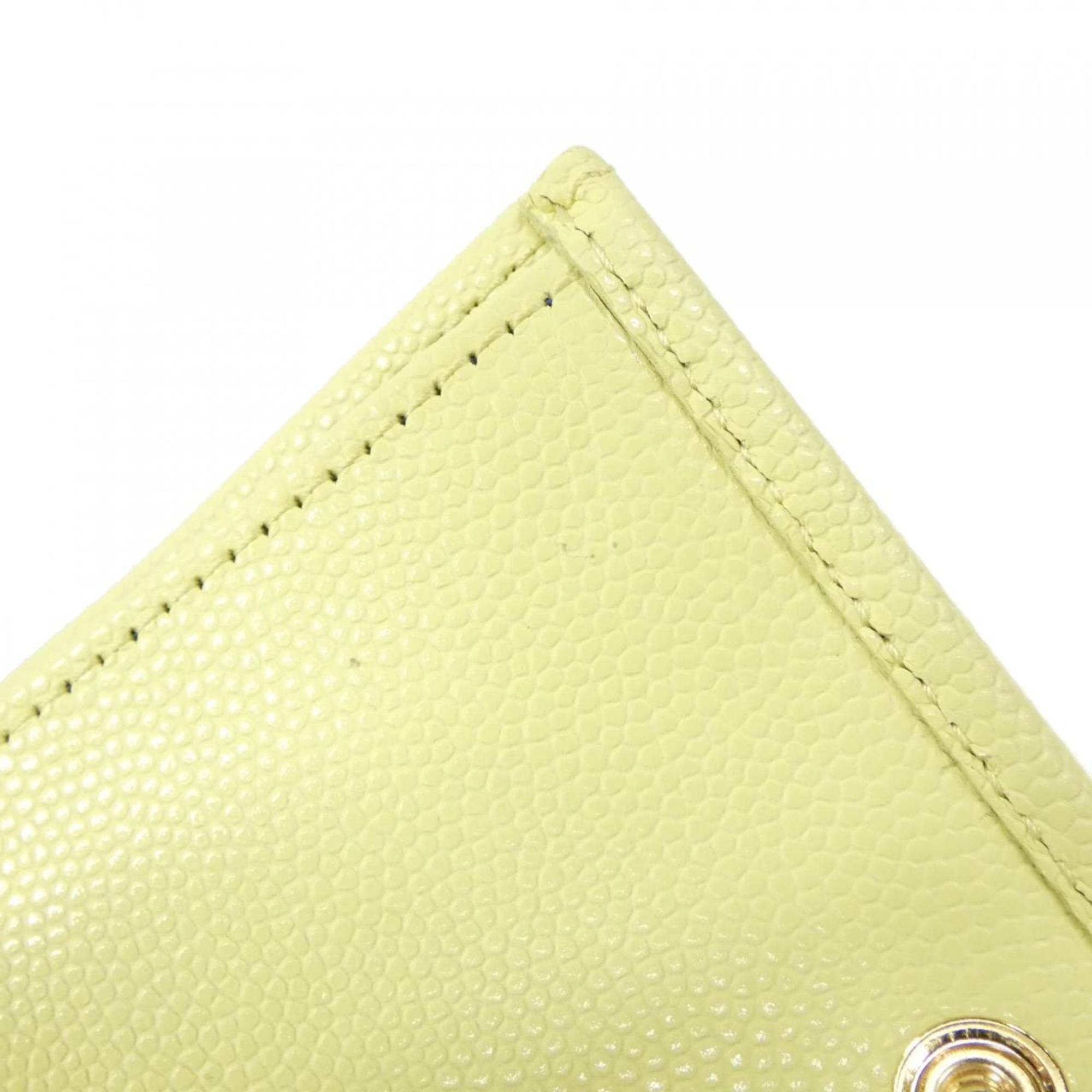 Chanel Yellow Grained Calfskin Wallet (Bi-Fold) (Pre-Owned)