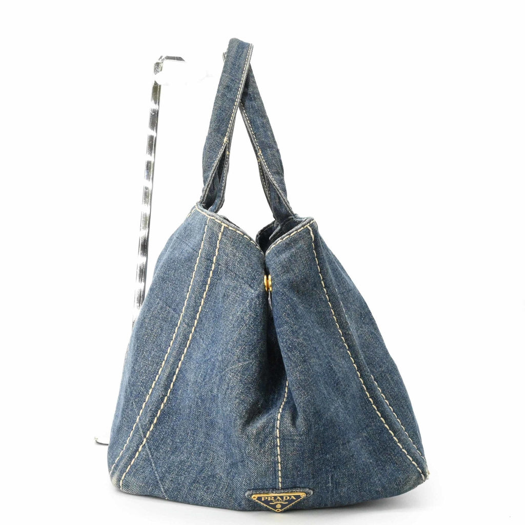 Prada Blue Denim Handbag Shoulder Bag Tote Bag (Pre-Owned)