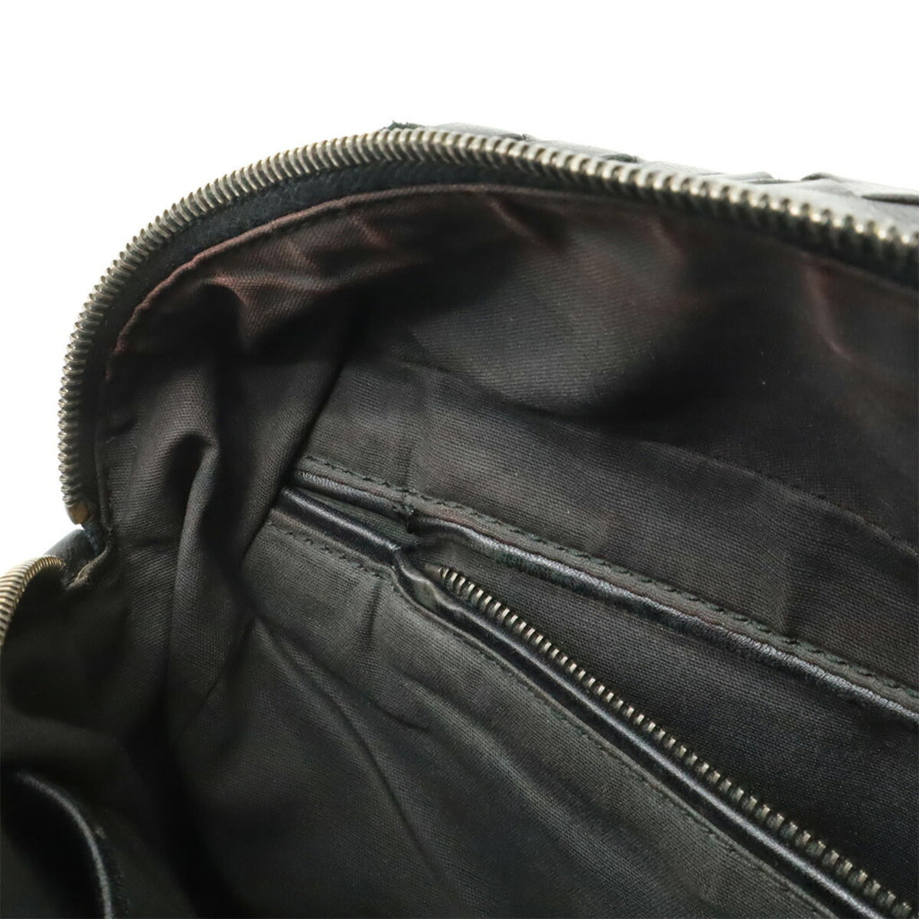 Bottega Veneta Intrecciato Black Leather Clutch Bag (Pre-Owned)