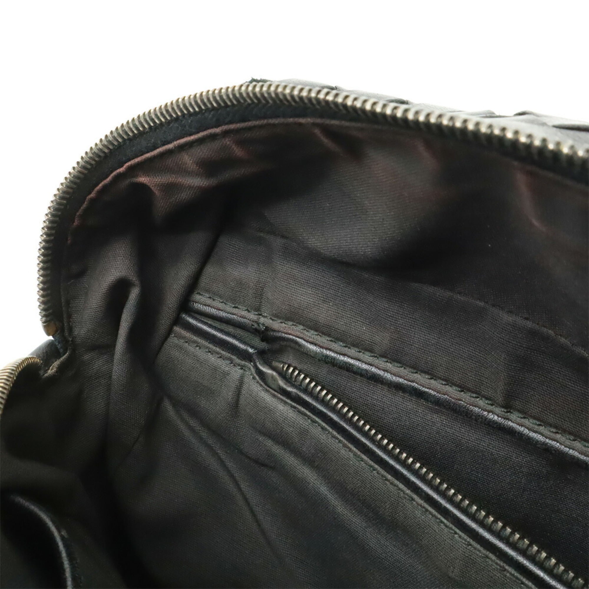 Bottega Veneta Intrecciato Black Leather Clutch Bag (Pre-Owned)