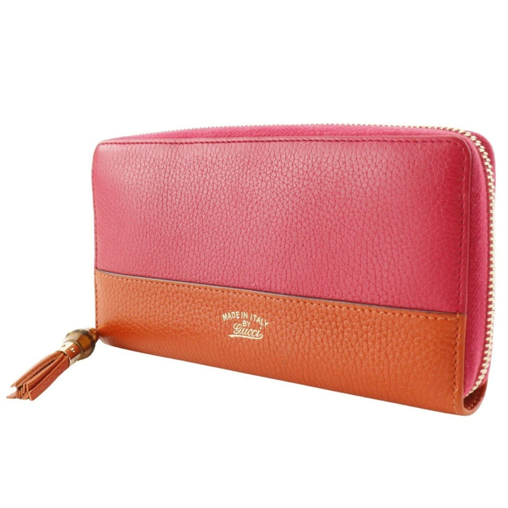 Gucci Orange Pink Leather Long Wallet (Bi-Fold) (Pre-Owned)