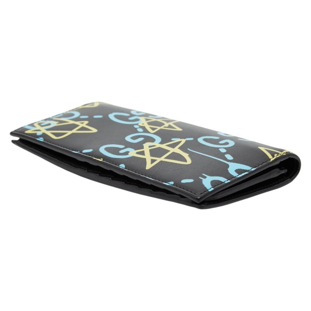 Gucci Black Blue Yellow Leather Long Wallet (Bi-Fold) (Pre-Owned)