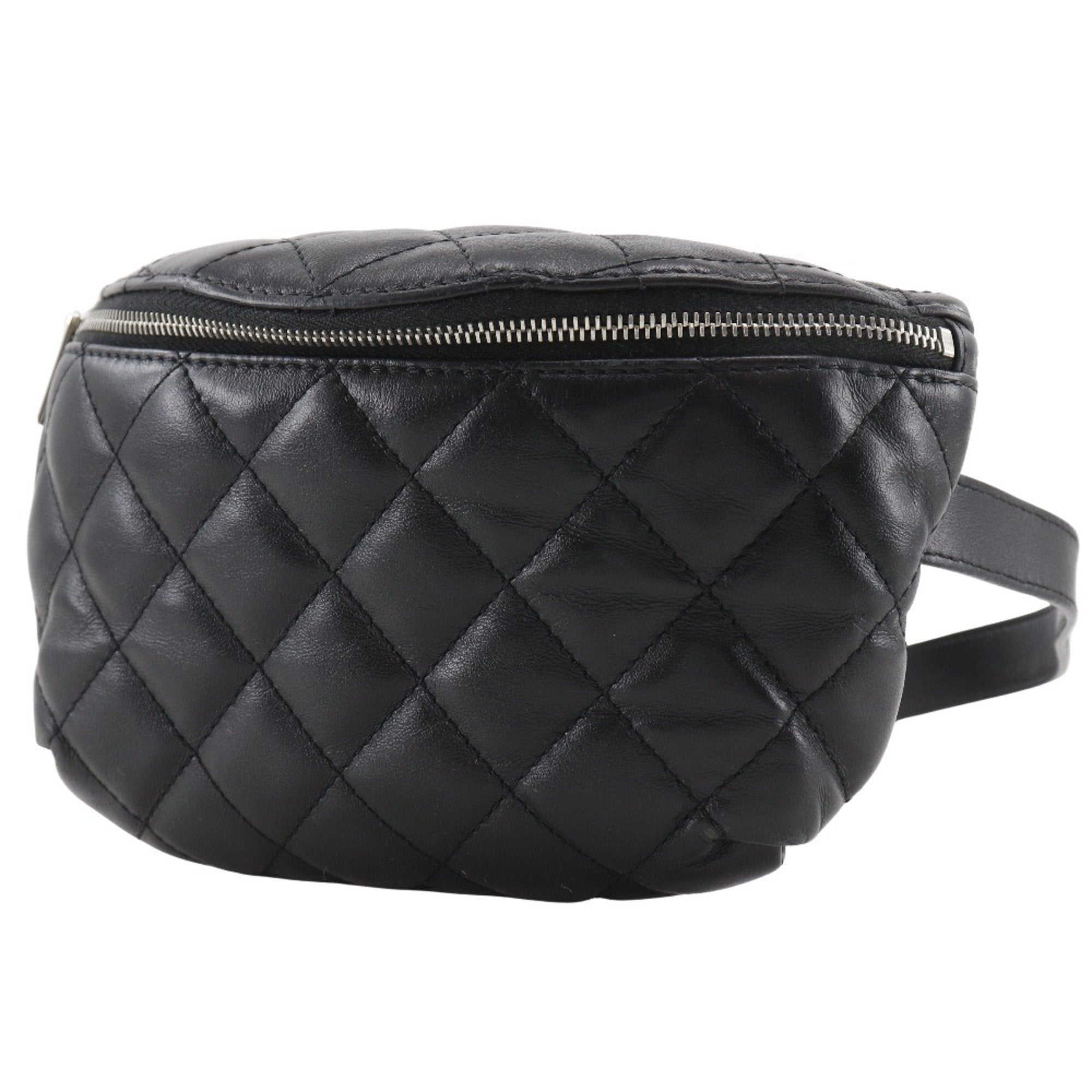 Chanel Black Leather Fanny Pack Sling Bag (Pre-Owned)
