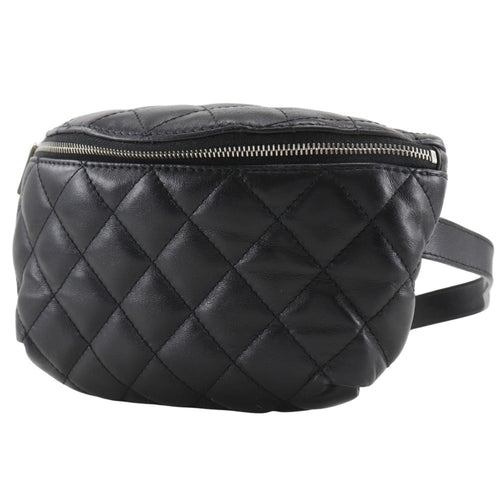 Chanel Black Leather Fanny Pack Sling Bag (Pre-Owned)