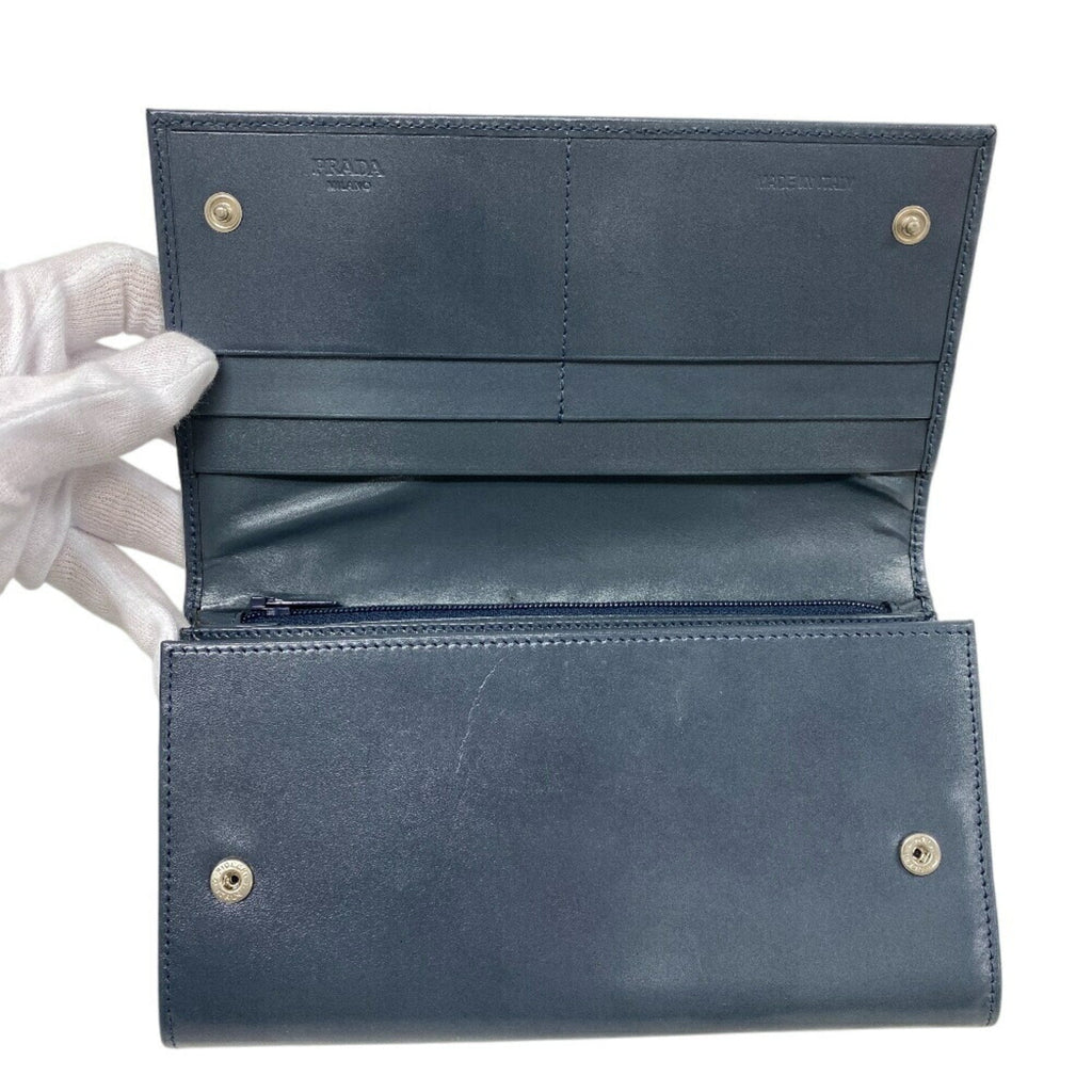 Prada Blue Leather Wallet (Bi-Fold) (Pre-Owned)