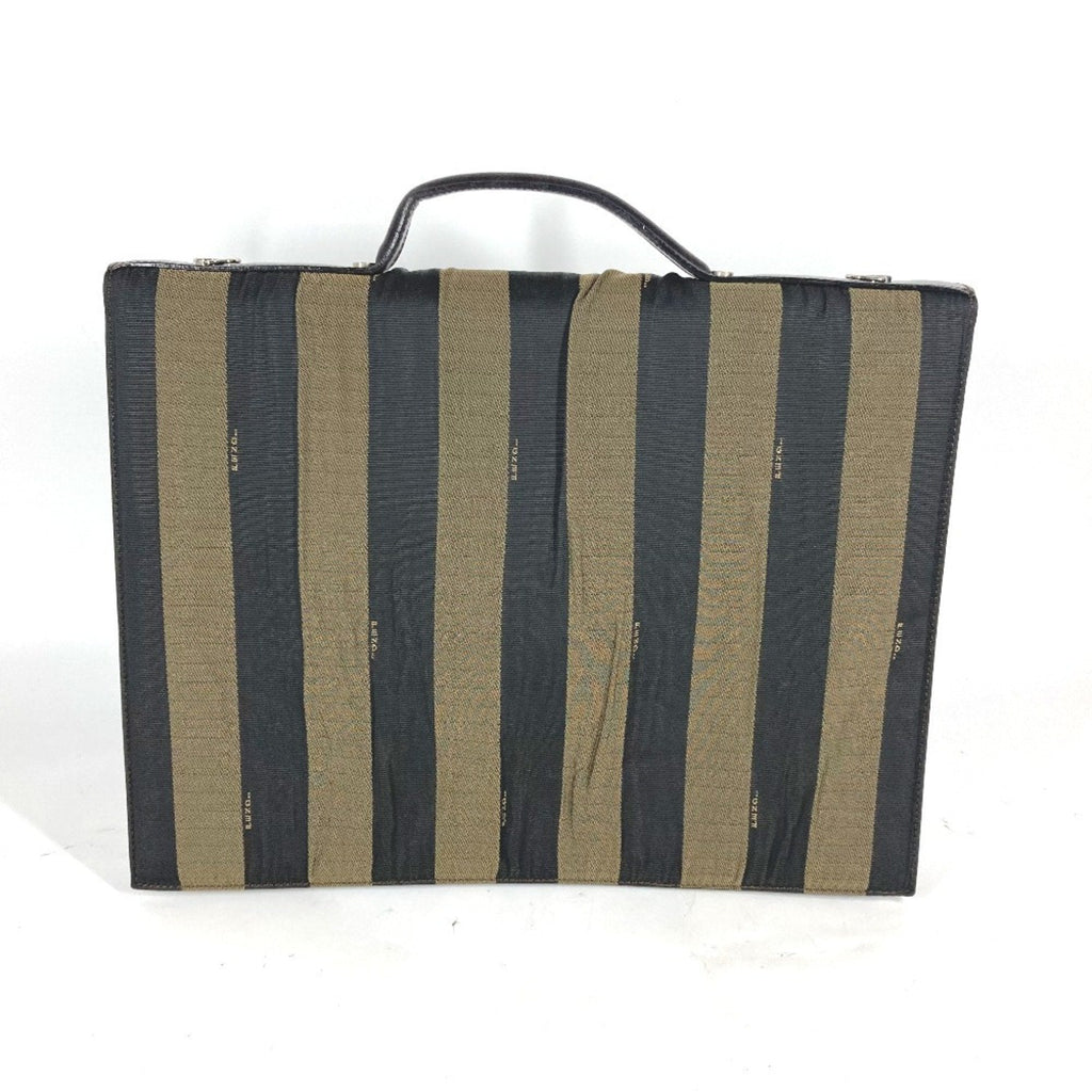 Fendi Black Brown Nylon Leather Briefcase Handbag Tote Bag (Pre-Owned)