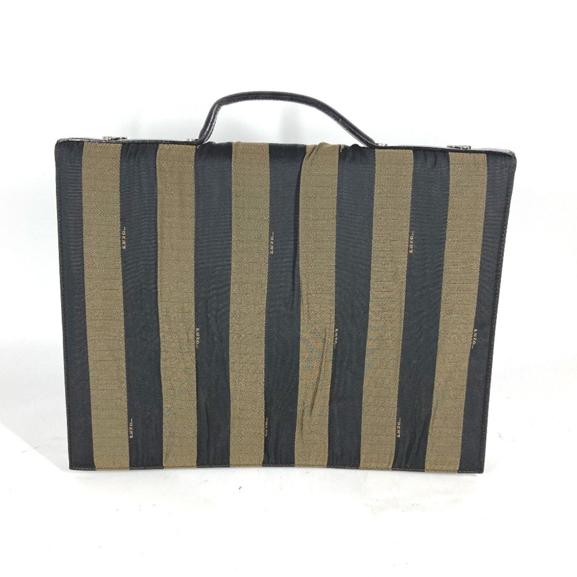 Fendi Black Brown Nylon Leather Briefcase Handbag Tote Bag (Pre-Owned)