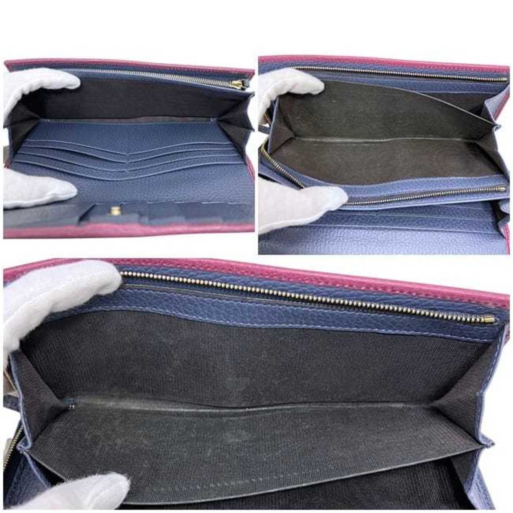Gucci Purple Leather Long Wallet (Bi-Fold) (Pre-Owned)