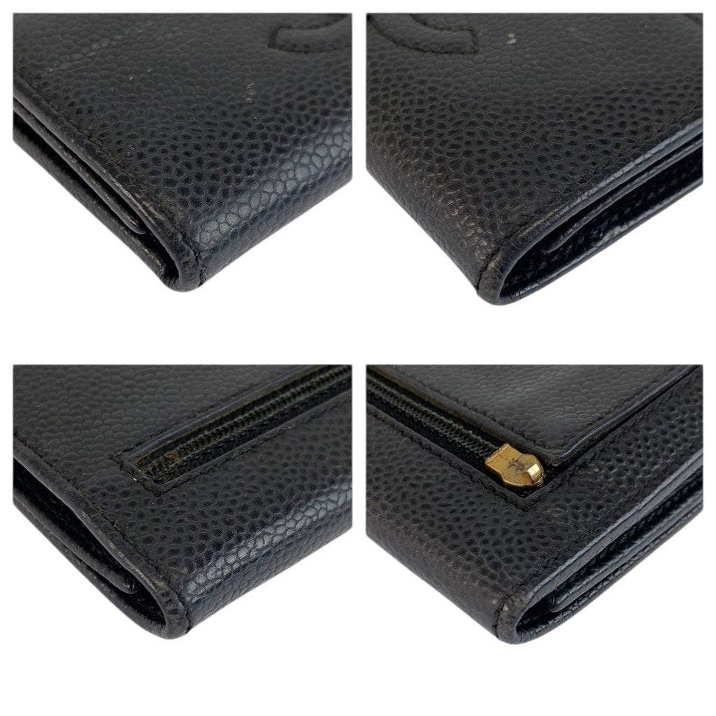 Chanel Black Leather Wallet (Bi-Fold) (Pre-Owned)