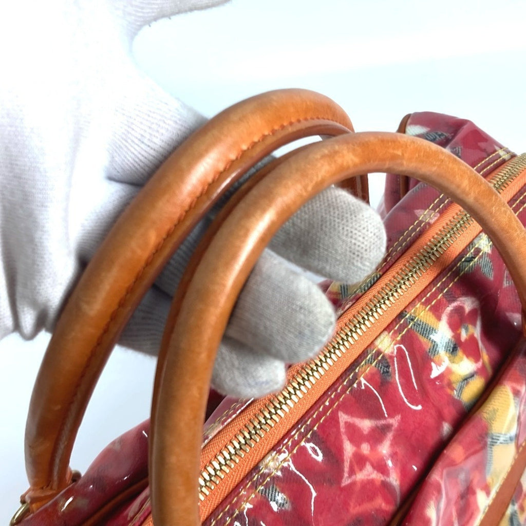 Louis Vuitton Orange Vinyl Leather Boston Bag Handbag Tote Bag (Pre-Owned)