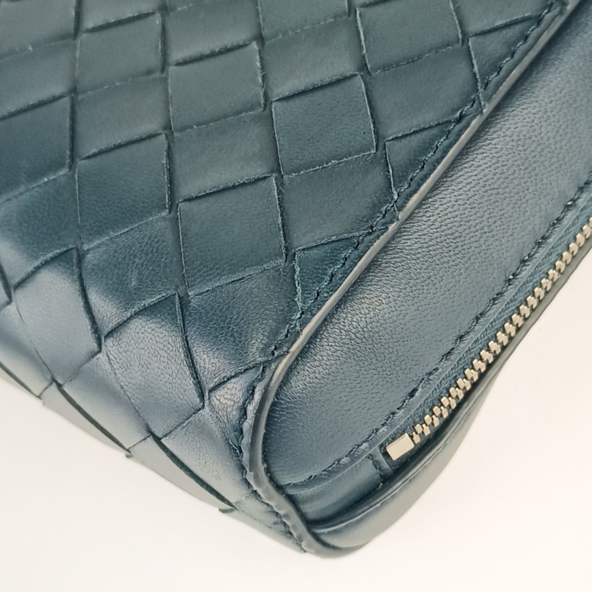 Bottega Veneta Blue Intrecciato Handbag Shoulder Bag Tote Bag (Pre-Owned)