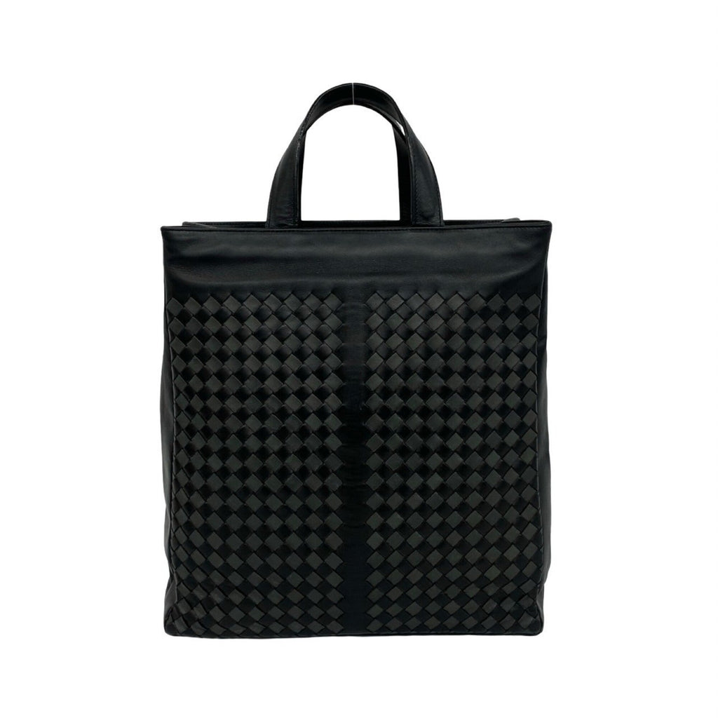 Bottega Veneta Black Gray Leather Handbag Tote Bag (Pre-Owned)