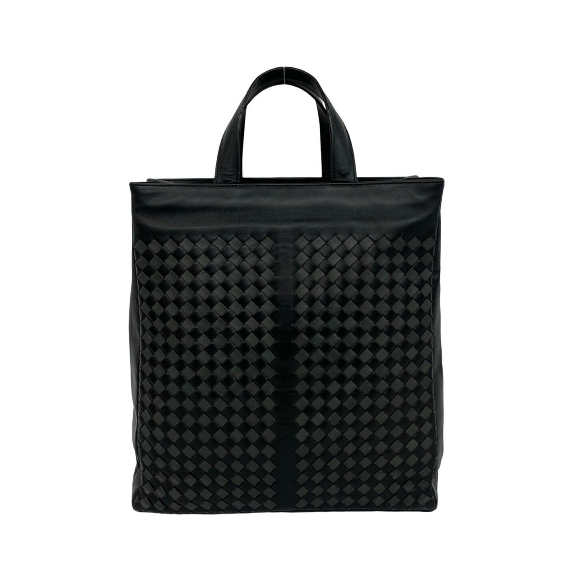 Bottega Veneta Black Gray Leather Handbag Tote Bag (Pre-Owned)