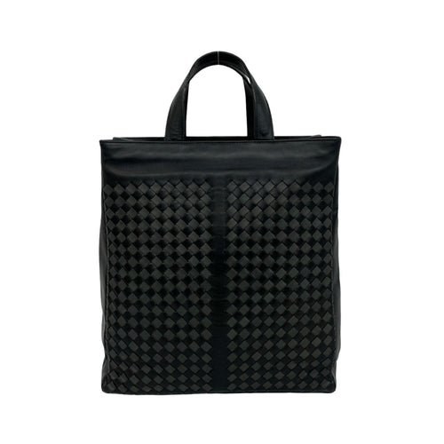 Bottega Veneta Black Gray Leather Handbag Tote Bag (Pre-Owned)