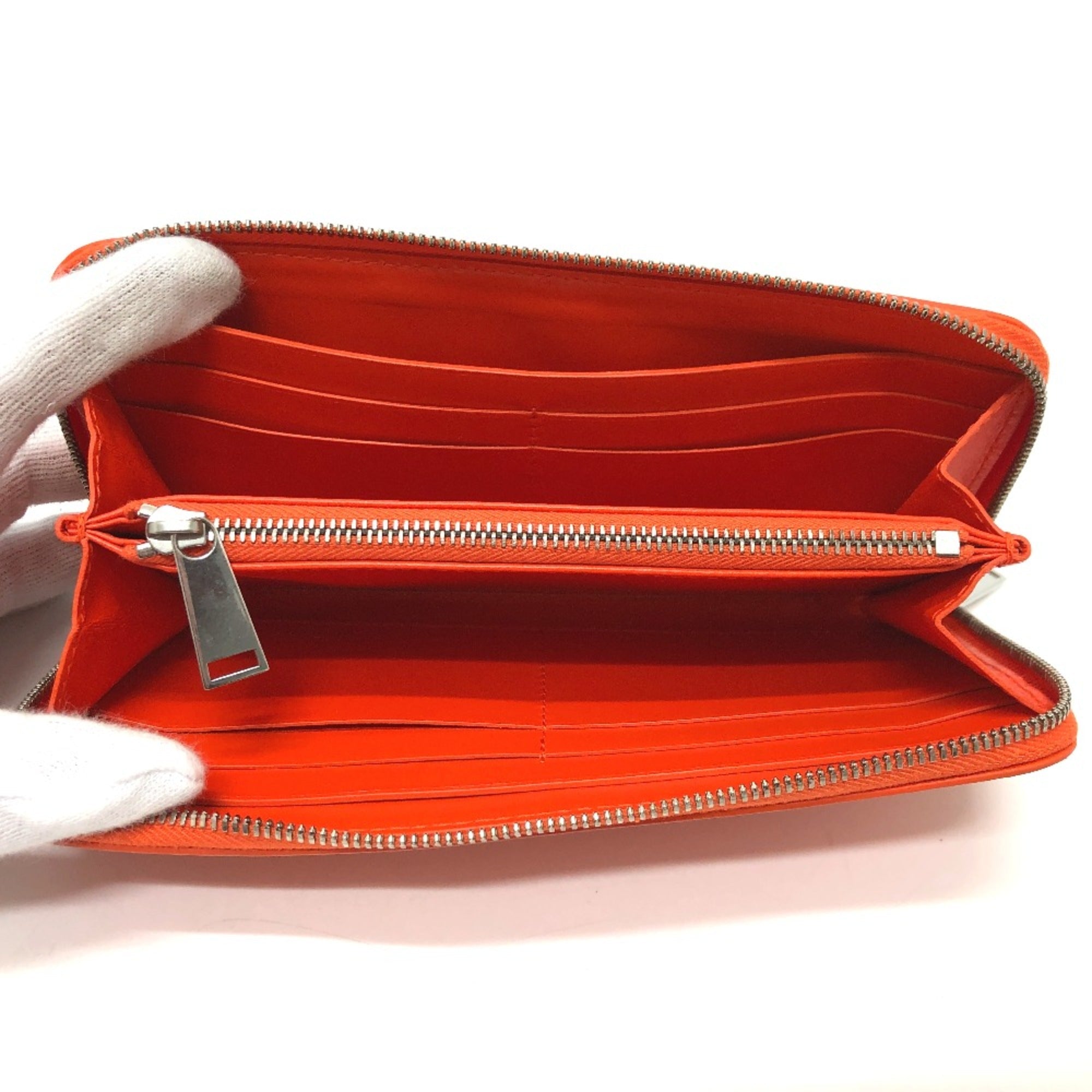 Bottega Veneta Orange Leather Long Wallet (Bi-Fold) (Pre-Owned)