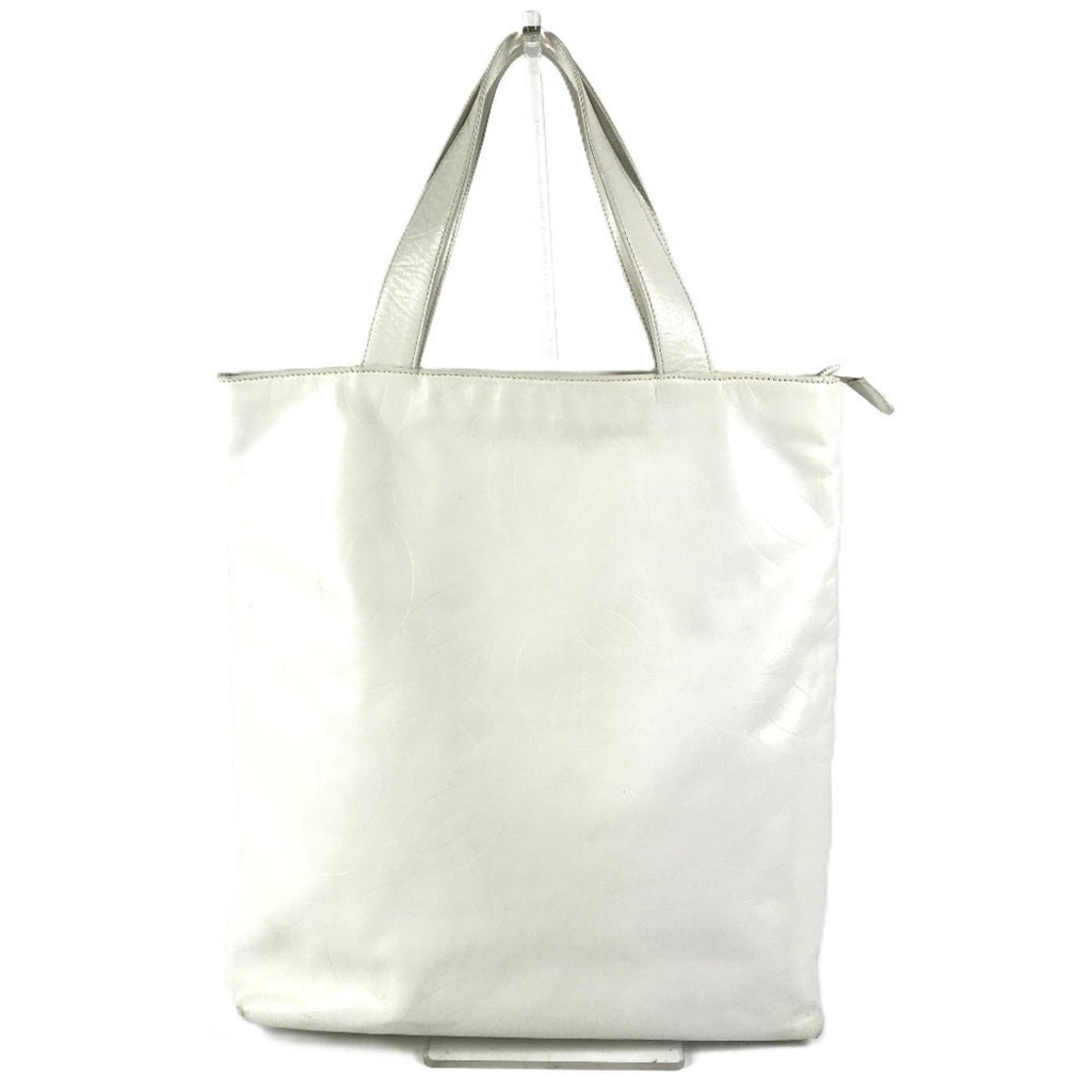 Chanel White Leather Shoulder Bag Tote Bag (Pre-Owned)