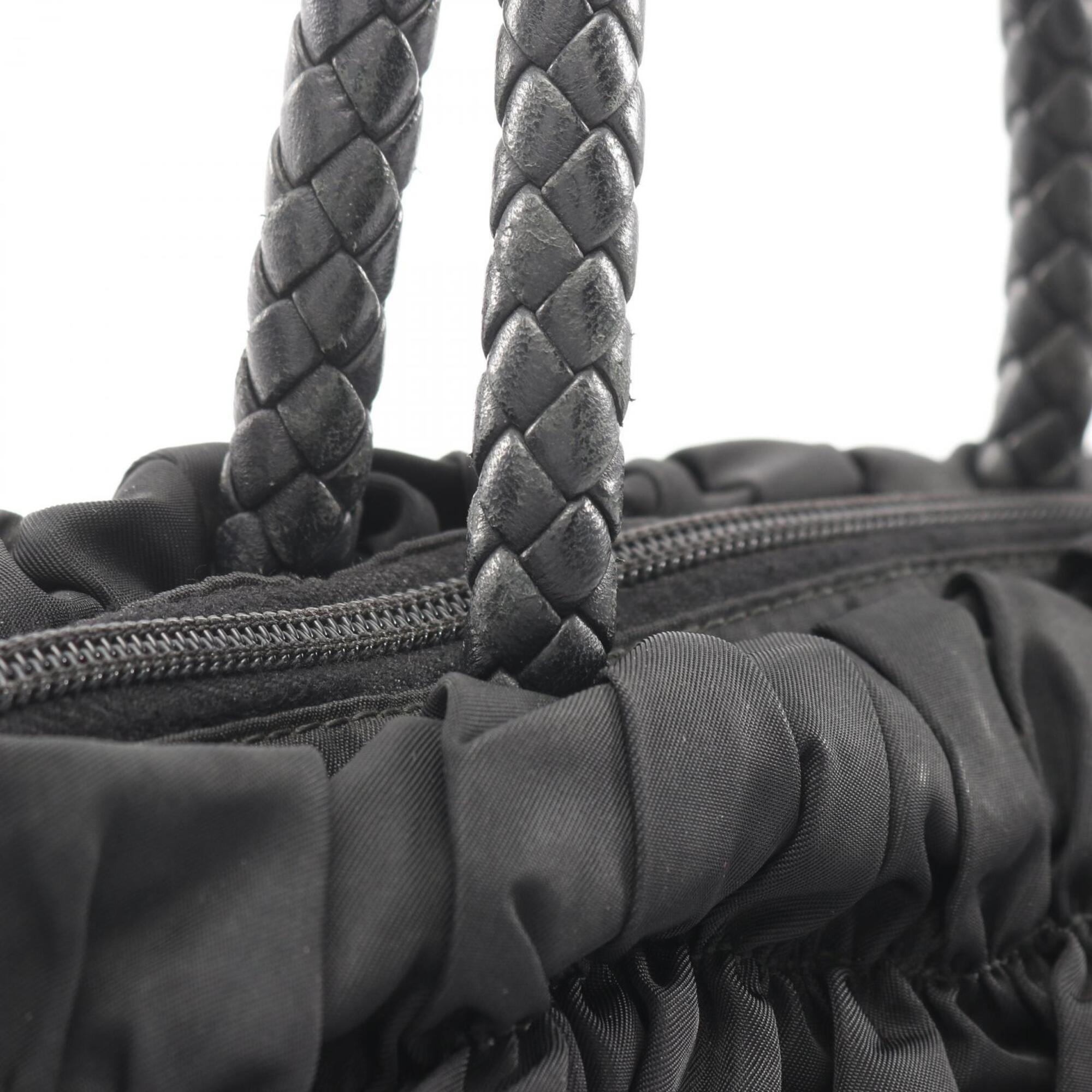 Prada Black Nylon Leather Handbag (Pre-Owned)