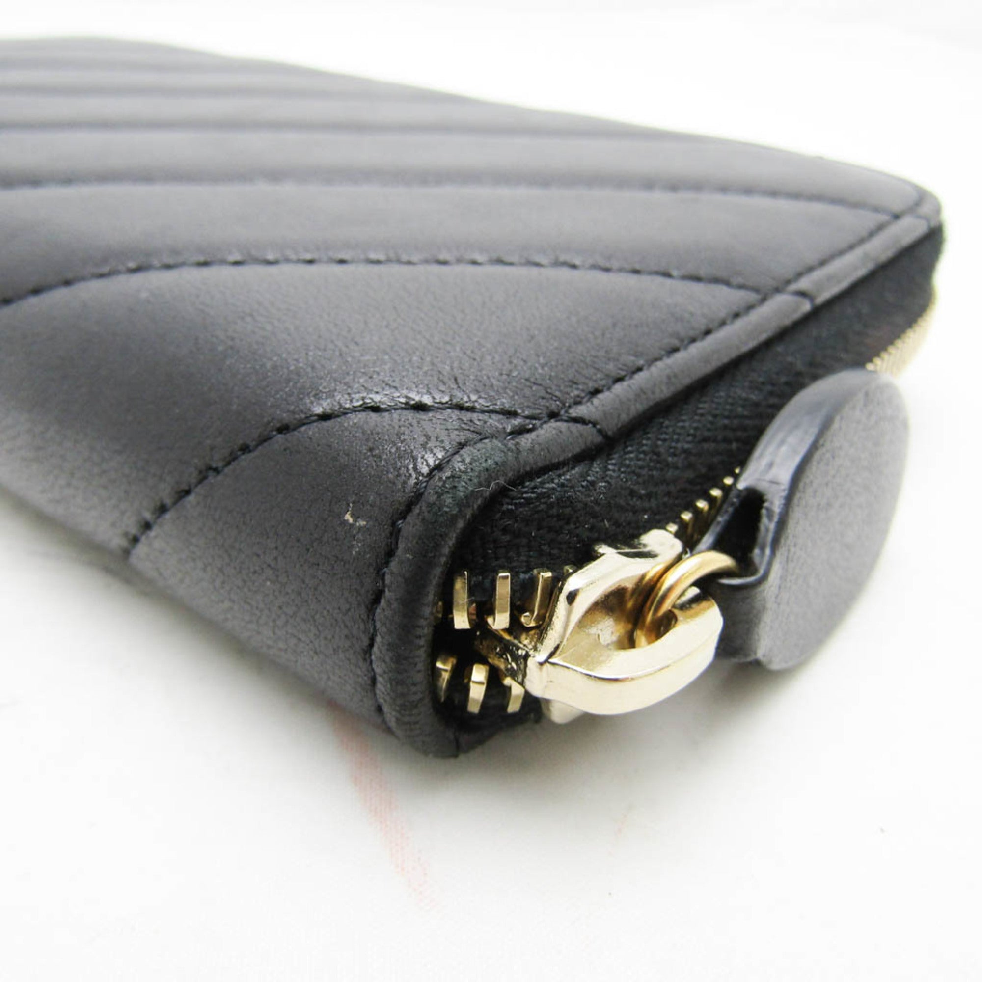 Chanel Black Leather Long Wallet (Bi-Fold) (Pre-Owned)