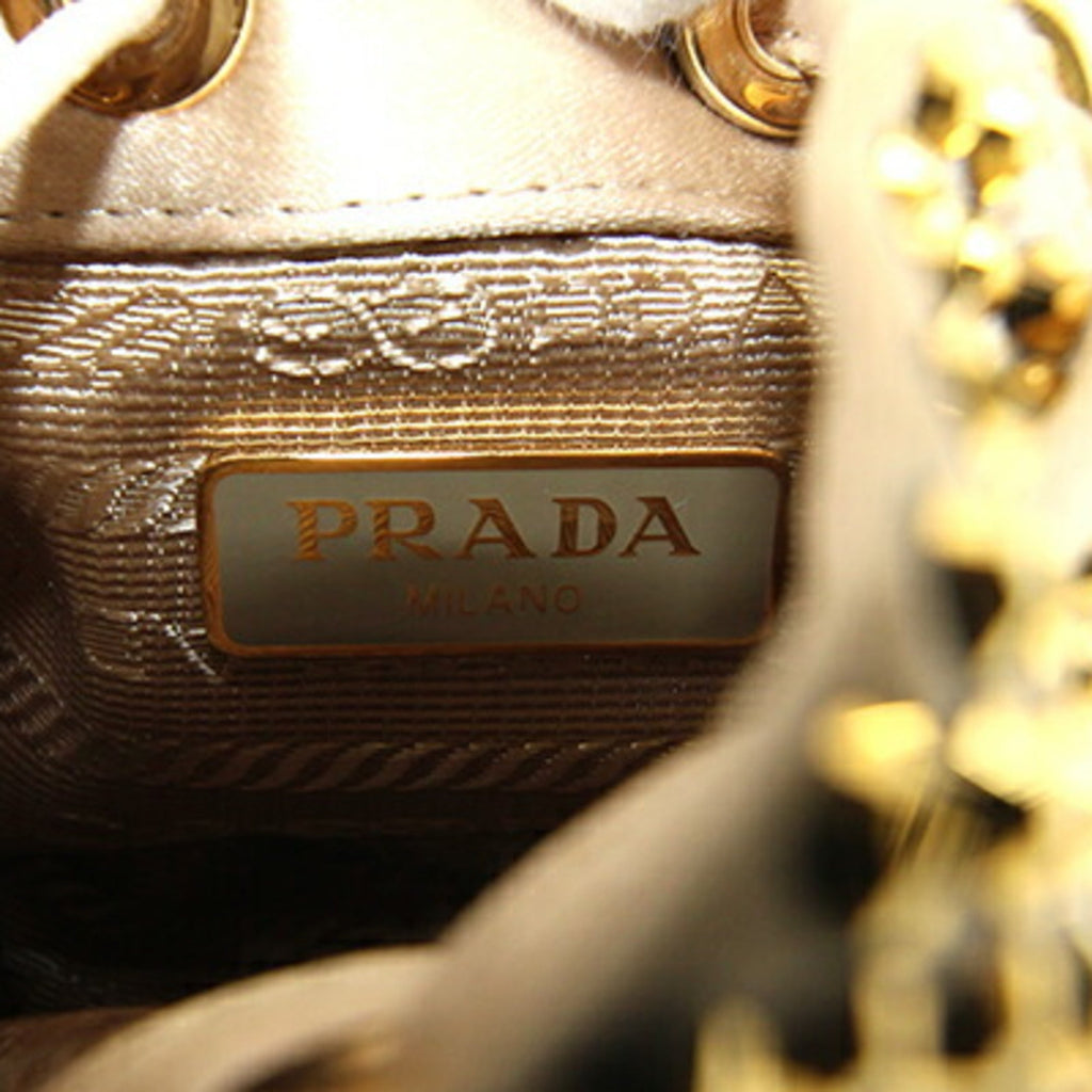 Prada Beige Gold Satin Pochette Shoulder Bag (Pre-Owned)