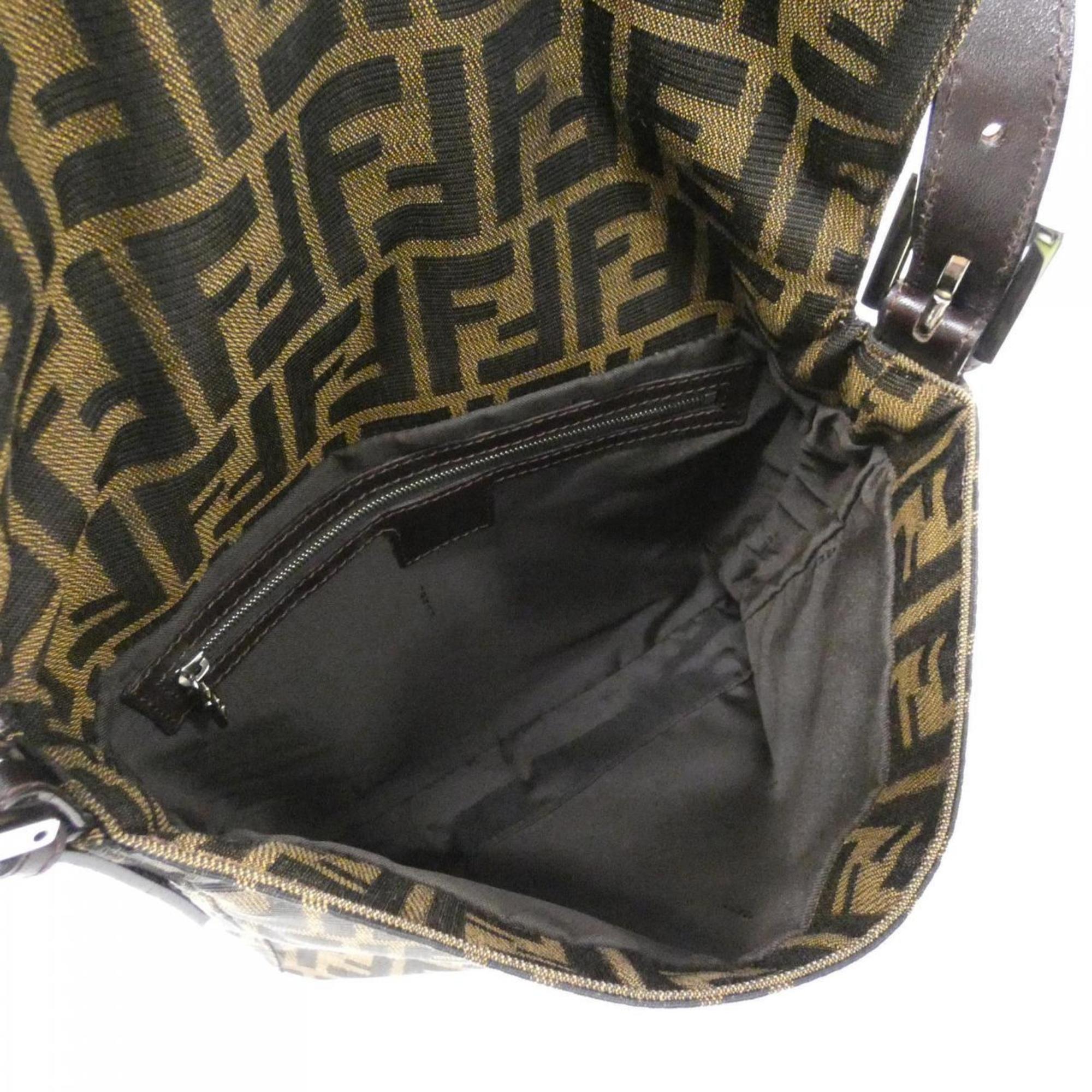 Fendi Baguette Brown Canvas Shoulder Bag (Pre-Owned)