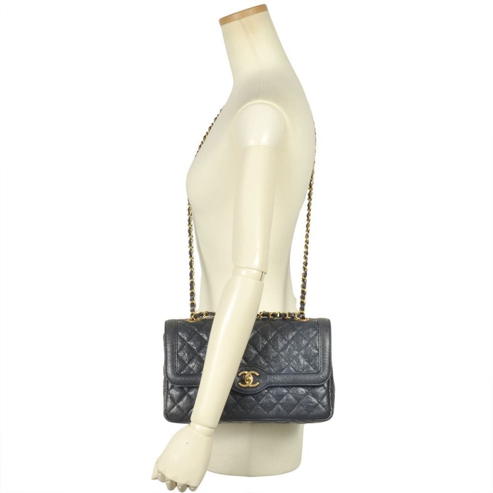 Chanel Blue Grained Calfskin Shoulder Bag (Pre-Owned)