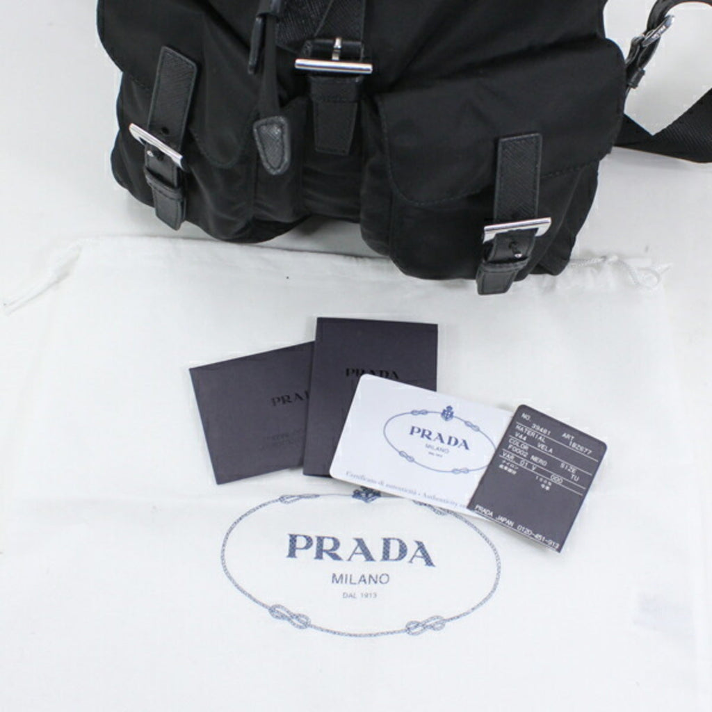 Prada Black Nero Nylon Leather Backpack (Pre-Owned)