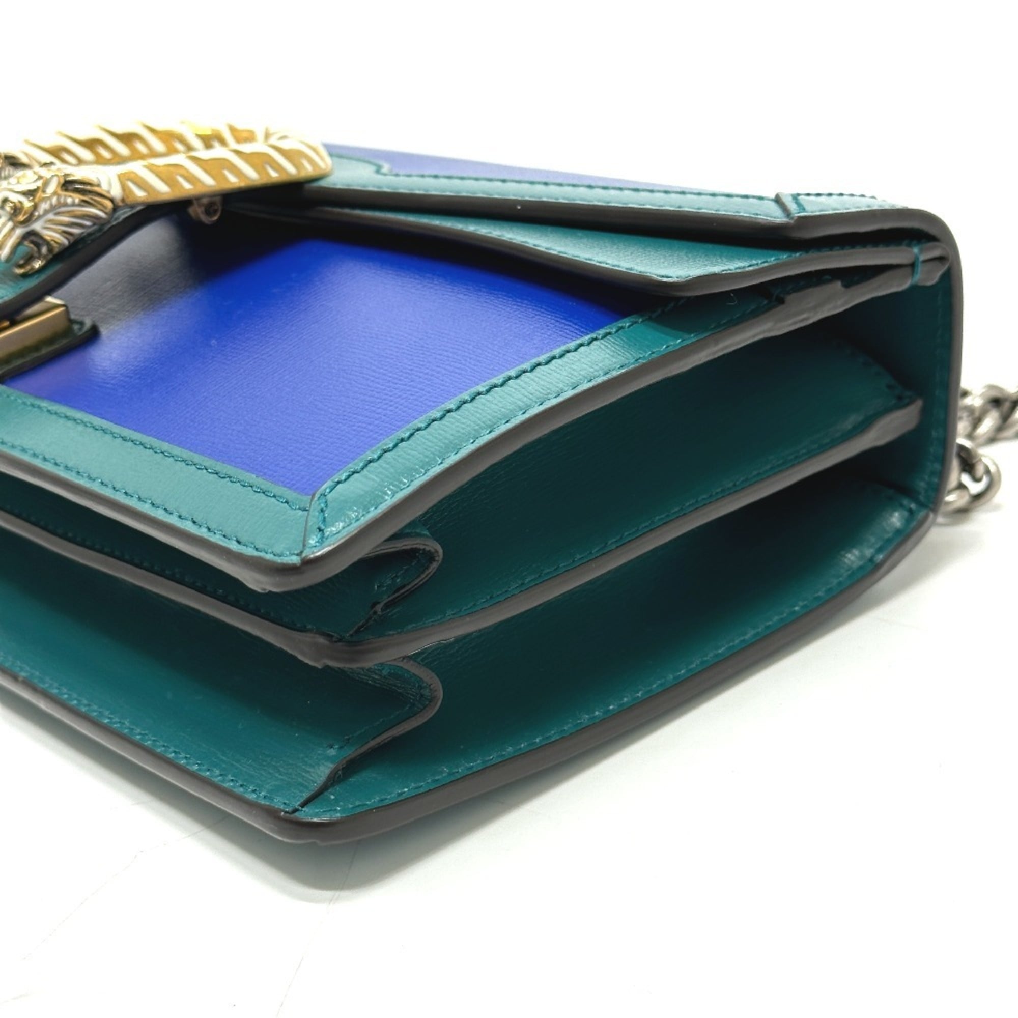 Gucci Blue Green Leather Shoulder Bag (Pre-Owned)