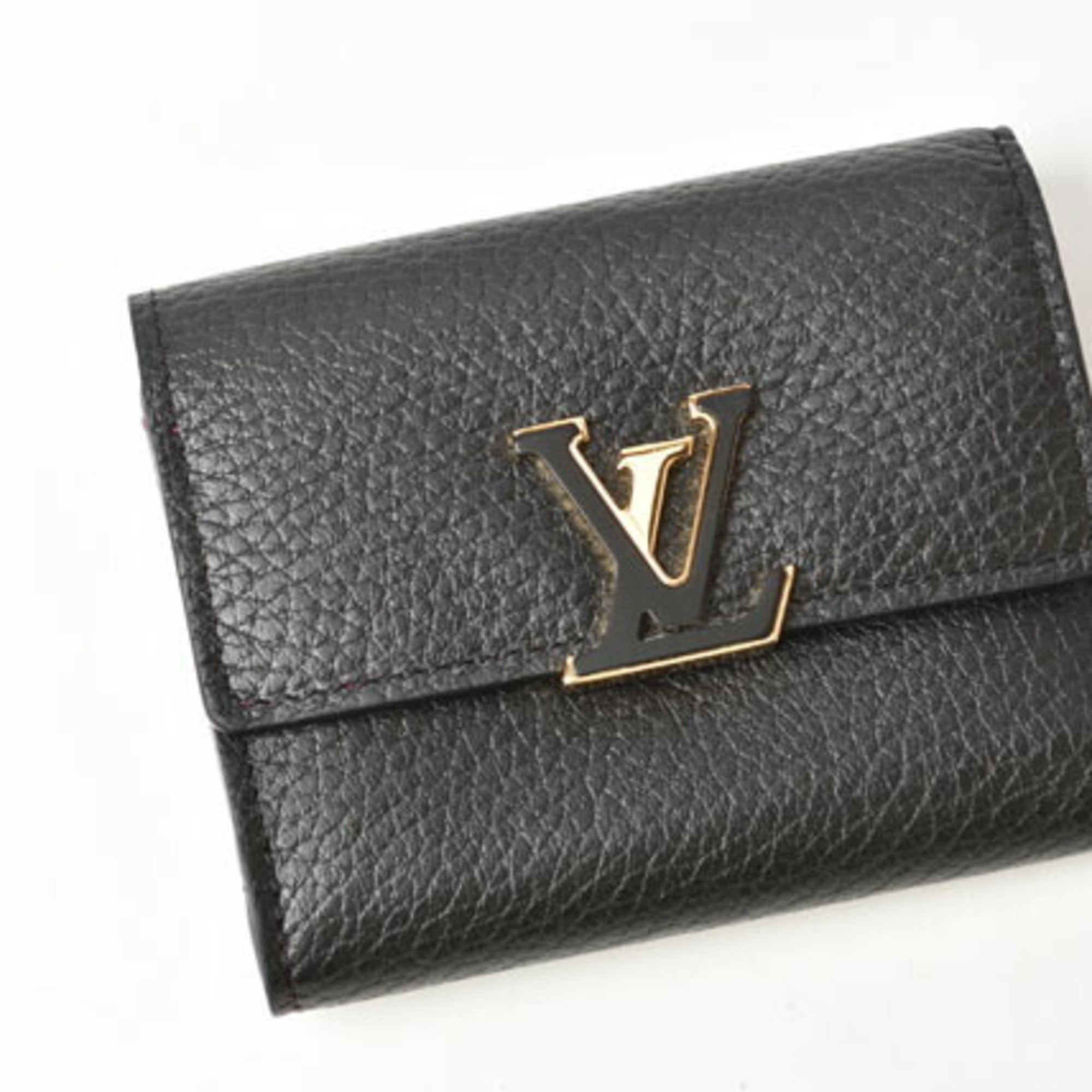 Louis Vuitton Taurillon Noir Leather Wallet (Tri-Fold) (Pre-Owned)