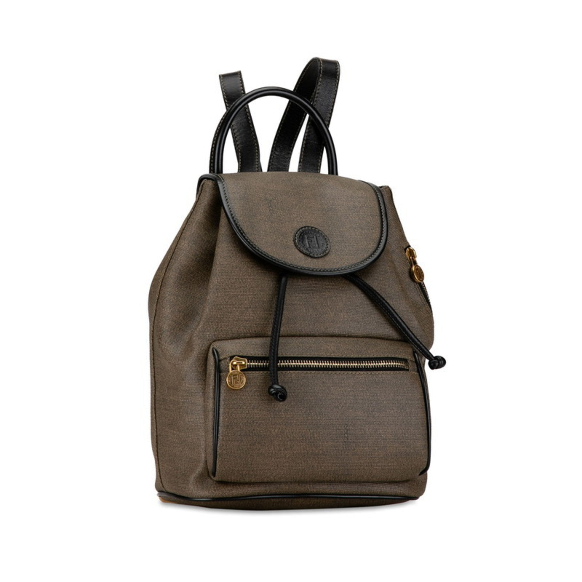 Fendi Zucchino Black Grayish Zucchino Pvc Leather Backpack (Pre-Owned)