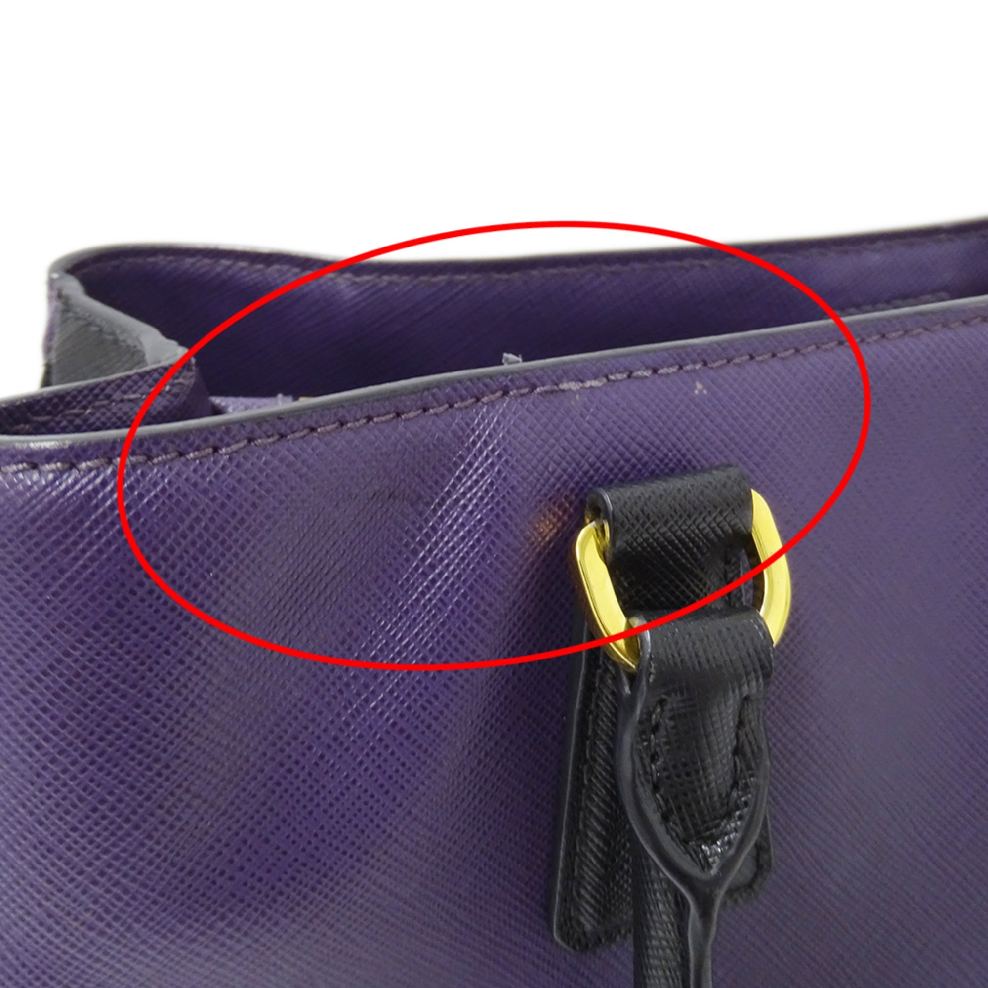 Prada Black Purple Leather Handbag Shoulder Bag (Pre-Owned)