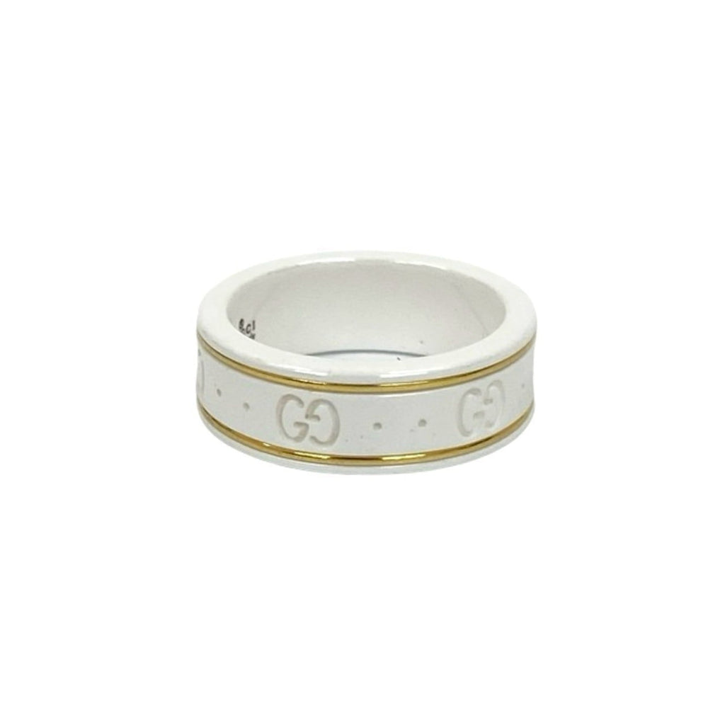 Gucci Gold White Ceramic Band Ring (Pre-Owned)