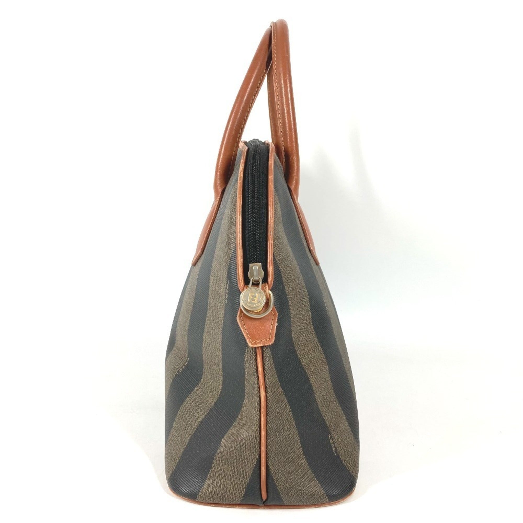 Fendi Pequin Brown Khaki Pvc Leather Handbag Tote Bag (Pre-Owned)