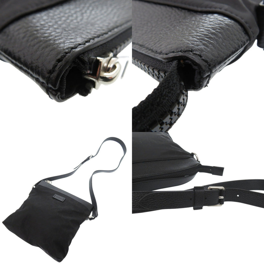 Gucci Black Leather Nylon Shoulder Bag (Pre-Owned)