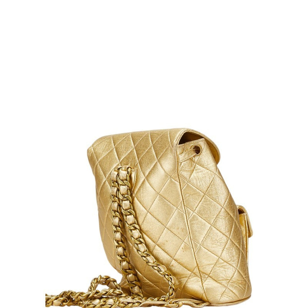 Chanel Gold Leather Backpack (Pre-Owned)